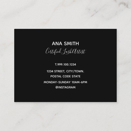 Eenvoudige Lash Extension Wands Visitekaartje (Achterkant)