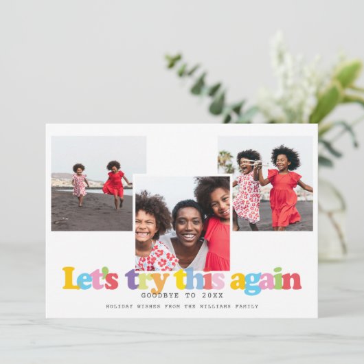 Eenvoudige Laten we dit nog eens proberen Moderne  Feestdagenkaart (Staand voorkant)