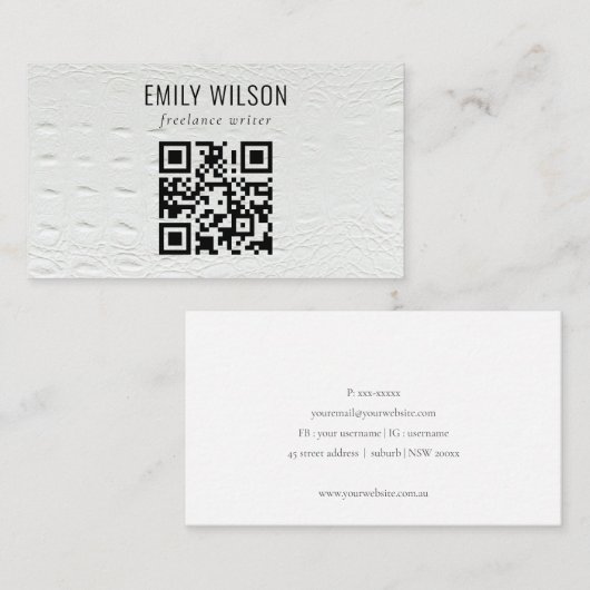 Eenvoudige Latijns-Amerikaanse QR-code Visitekaartje (Voorkant / Achterkant)