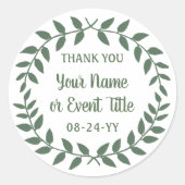Eenvoudige Laurel Wreath Botanical Greenery Bedank Ronde Sticker (Voorkant)