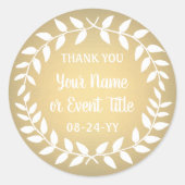 Eenvoudige Laurel Wreath Gold Faux Folie Dank u Ronde Sticker (Voorkant)