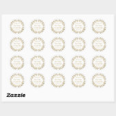 Eenvoudige Laurel Wreath Wit en Goud Dank u Ronde Sticker (Vel)