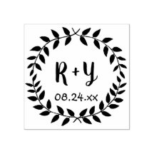 Eenvoudige Lauwerkrans Rustieke Trouw Monogram Dat