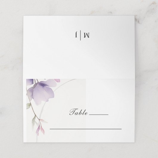 Eenvoudige Lavendel Bloem Waterverf Bruiloft Plaatskaartje (Buitenkant ongevouwen)