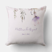 Eenvoudige Lavendel Bloemachtige Trouwdag Persoonl Kussen (Voorkant)