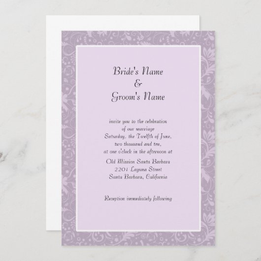 Eenvoudige Lavendel Bloemen Huwelijksuitnodigingen Kaart (Voorkant / Achterkant)