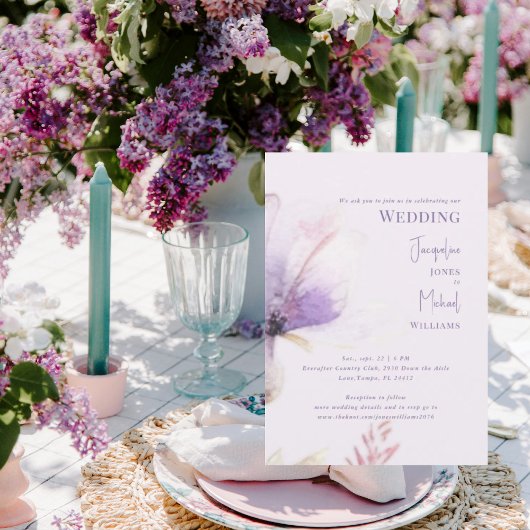 Eenvoudige Lavendel Bloemen Stem Wedding Kaart