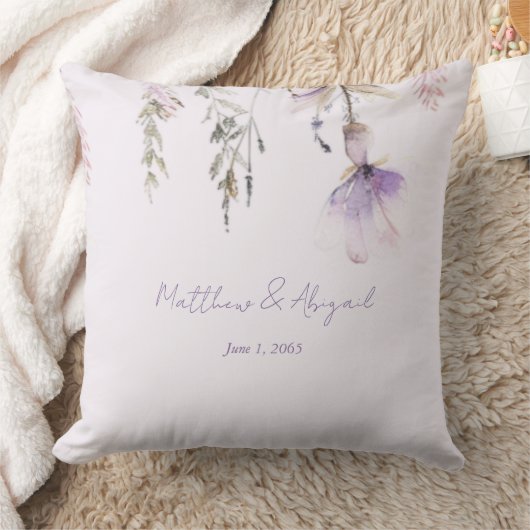 Eenvoudige Lavendel Bloemige Trouwdag Gepersonalis Kussen (Deken)