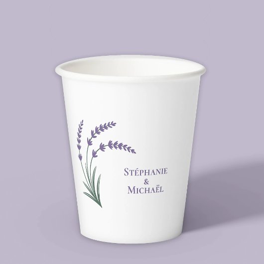 Eenvoudige Lavendel Bruiloft Papieren Bekers