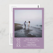 Eenvoudige Lavendel Bruiloft Save the Date Foto Briefkaart (Voorkant / Achterkant)