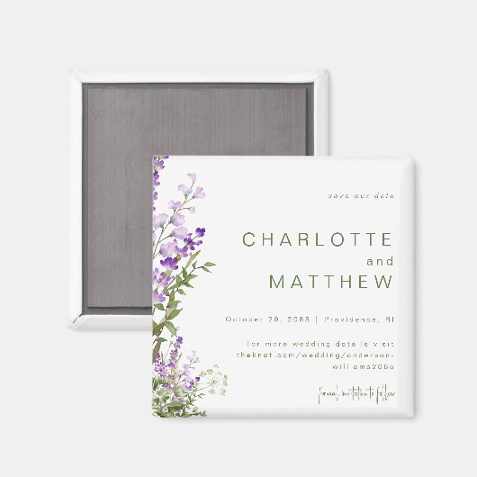 Eenvoudige Lavendel bruiloft Save Your Date Magneet (Voorkant / Achterkant)