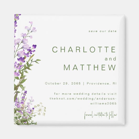 Eenvoudige Lavendel bruiloft Save Your Date Magneet (Voorkant)