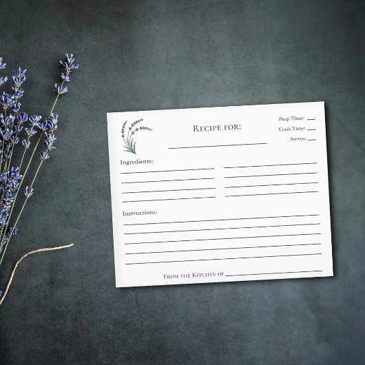 Eenvoudige Lavendel Bruiloftsreceptkaart