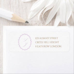 Eenvoudige Lavendel Crest Monogram bruiloft Etiket
