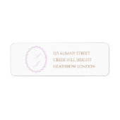 Eenvoudige Lavendel Crest Monogram bruiloft Etiket (Voorkant)