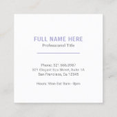 Eenvoudige Lavendel Elegant Spa Modern Vierkante Visitekaartje (Achterkant)