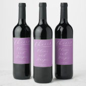 Eenvoudige Lavendel Elegante Script Bruiloft Wijn Etiket (Flessen)
