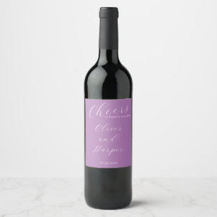 Eenvoudige Lavendel Elegante Script Bruiloft Wijn Etiket