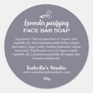 Eenvoudige lavendel Handgemaakte soap Ingredients  Ronde Sticker