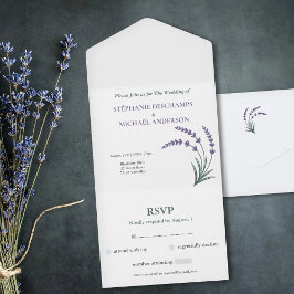 Eenvoudige Lavendel Huwelijks RSVP All In One Uitnodiging