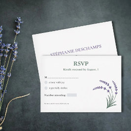 Eenvoudige Lavendel Huwelijks RSVP Kaart