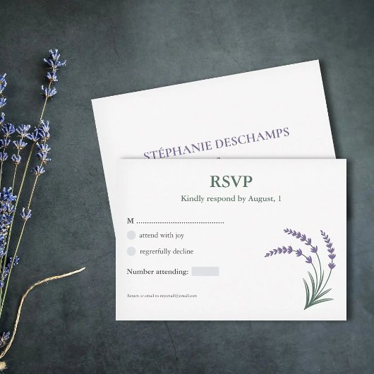Eenvoudige Lavendel Huwelijks RSVP Kaart