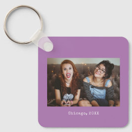 Eenvoudige lavendel minimalistische foto aandenken sleutelhanger