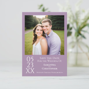 Eenvoudige Lavendel Moderne Minimalistische Trouwf Save The Date