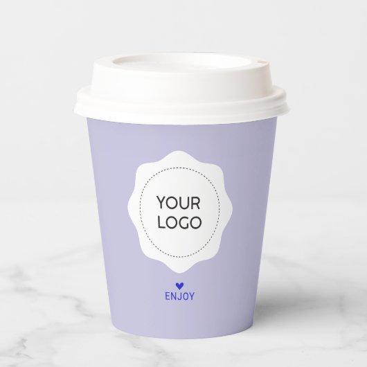 Eenvoudige Lavendel & Paarse Business Logo Custom Papieren Bekers (Voorkant)