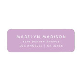 Eenvoudige lavendel Paarse elegante retour adres Etiket (Voorkant)