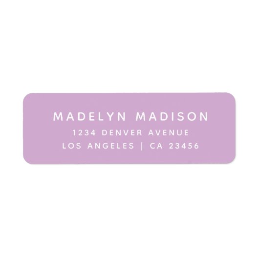 Eenvoudige lavendel Paarse elegante retour adres Etiket (Voorkant)