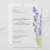 Eenvoudige Lavendel Sprigs op Zachte Grijze Bruilo Kaart (Voorkant)