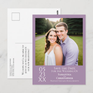 Eenvoudige Lavendel Trouw Save the Date Foto Briefkaart