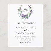 Eenvoudige lavendel violette bloemen bruiloft uitn (Voorkant)