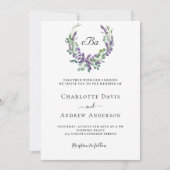 Eenvoudige lavendel violette bloemen QR RSVP bruil Kaart (Voorkant)