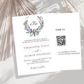 Eenvoudige lavendel violette bloemen QR RSVP bruil Kaart