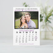 Eenvoudige lavendel & witte kalender & foto bruilo save the date (Staand voorkant)