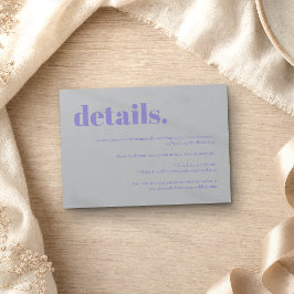 Eenvoudige Lavendel Zilveren Huwelijksdetails RSVP Kaartje
