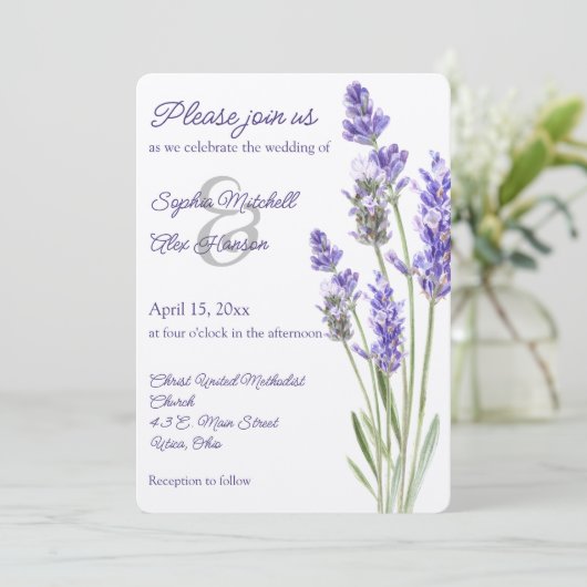 Eenvoudige lavendeprigs kaart (Staand voorkant)