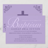Eenvoudige lavender Baptism/Christening Invite Kaart (Voorkant / Achterkant)
