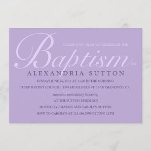 Eenvoudige lavender Baptism/Christening Invite Kaart