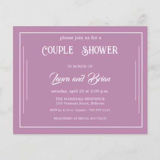 Eenvoudige lavender Budget Couples — Uitnodiging Flyer (Voorkant)