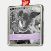 Eenvoudige lavender en witte, aangepaste kerstfoto metalen ornament (Links)