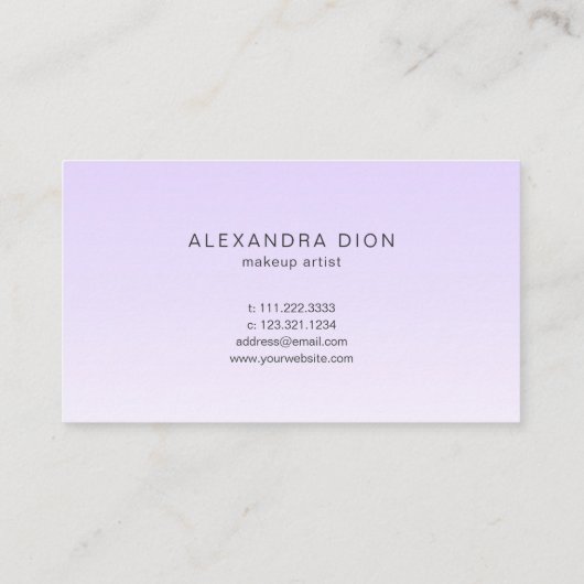 Eenvoudige lavender handgeschreven scriptkalligraf klantenkaartje (Achterkant)