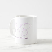 Eenvoudige Lavender Minimalist 2 Monogram Naam Koffiemok (Voorkant links)