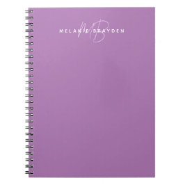 Eenvoudige Lavender Minimalist 2 Monogram Naam Notitieboek