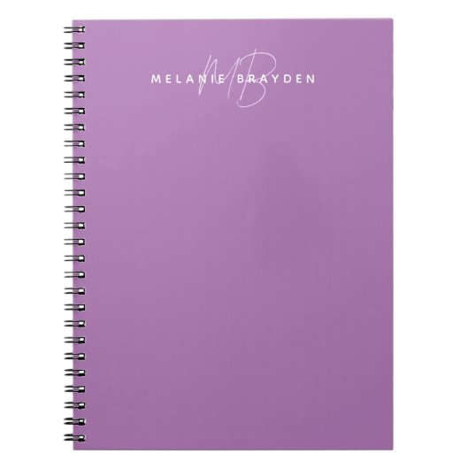 Eenvoudige Lavender Minimalist 2 Monogram Naam Notitieboek (Voorkant)