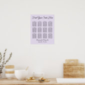 Eenvoudige lavender Wedding Reception Sezing Chart Poster (Keuken)