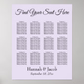 Eenvoudige lavender Wedding Reception Sezing Chart Poster (Voorkant)