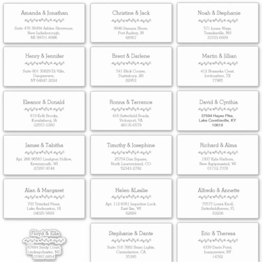 Eenvoudige Leaf bruiloft Gast Adresetiketten Sticker (Voorkant)